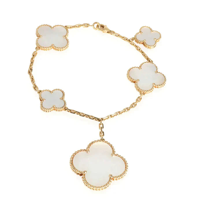 Magic Clover Mop Pink Gold Bracelet 5 Motifs