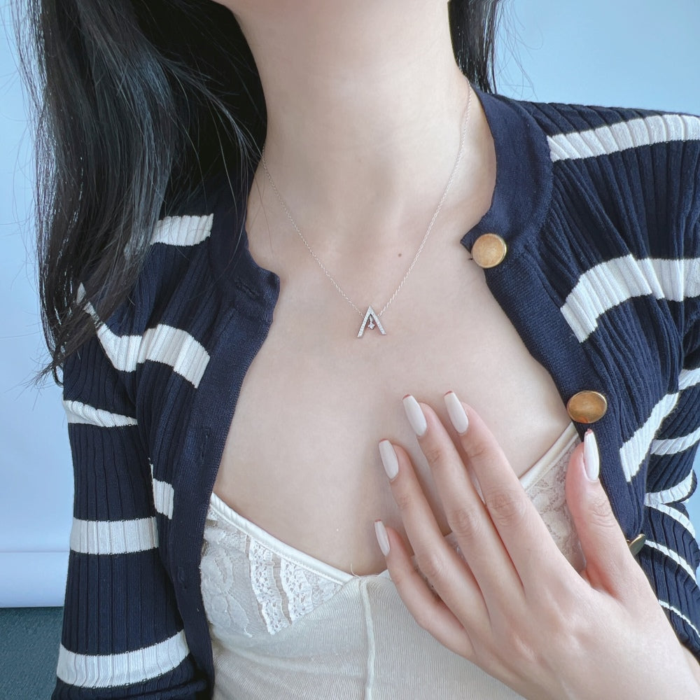 Sparkling 'A' Shape Necklace