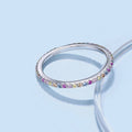 Ornate Colorful Round Cut Tennis Ring