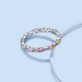 Sparkling Colorful Round Cut Tennis Ring