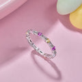 Sparkling Colorful Round Cut Tennis Ring