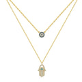 Demon Eye Hamsa Palm Necklace