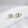 Blue Devil Eyes Hollow Stud Earrings