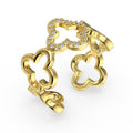 Hollow Design Four-Leaf Clover Flower Shape Ring