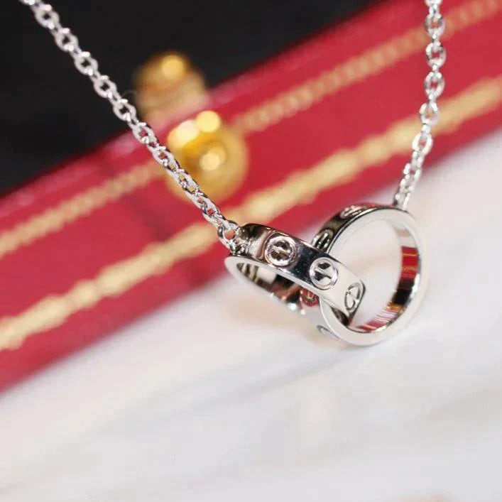 Love Necklace Pink Gold And Silver