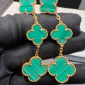 CLOVER MALACHITE 3 MOTIFS GOLD EARRINGS