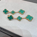 CLOVER MALACHITE 3 MOTIFS GOLD EARRINGS