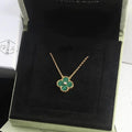 CLOVER CLOVER PENDANT MALACHITE GOLD NECKLACE