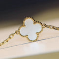 CLOVER 20 MOTIFS WHITE MOP GOLD NECKLACE
