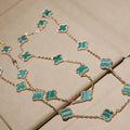 CLOVER 20 MOTIFS MALACHITE GOLD NECKLACE
