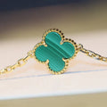 CLOVER 20 MOTIFS MALACHITE GOLD NECKLACE