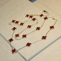CLOVER 20 MOTIFS CARNELIAN GOLD NECKLACE