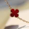 CLOVER 20 MOTIFS CARNELIAN GOLD NECKLACE