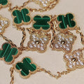 CLOVER 20 MOTIFS MALACHITE DIAMOND GOLD NECKLACE