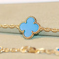 CLOVER 20 MOTIFS TURQUOISE GOLD NECKLACE