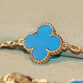 CLOVER 20 MOTIFS TURQUOISE GOLD NECKLACE