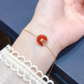 AMULETTE CARNELIAN PINK GOLD BRACELET