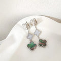 CLOVER 3 MOTIFS CHALCEDONY DARK MOP SILVER EARRINGS