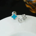 CLOVER MINI SILVER TURQUOISE STUD EARRINGS
