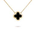 PURE CLOVER PINK GOLD ONYX NECKLACE