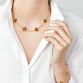 VINTAGE TIGER EYE NECKLACE 10 MOTIFS GOLD