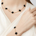 CLOVER BLACK MOP PINK GOLD BRACELET 5 MOTIFS
