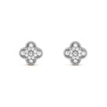 Clover Silver Diamond Stud Earrings