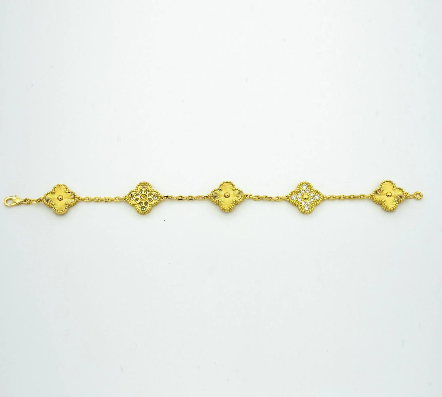 CLOVER BRACELET 5 MOTIFS GOLD DIAMOND