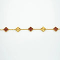 CLOVER BRACELET 5 MOTIFS CARNELIAN GOLD