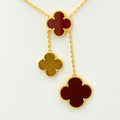 CLOVER TIGER EYE CARNELIAN NECKLACE 6 MOTIFS