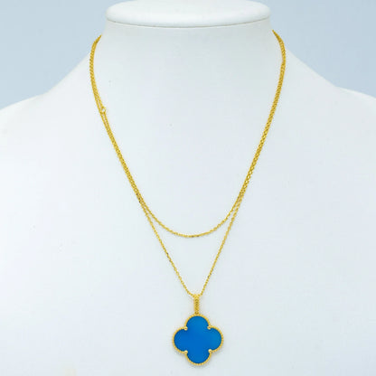 CLOVER GOLD TURQUOISE NECKLACE