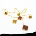 CLOVER TIGER EYE CARNELIAN NECKLACE 6 MOTIFS