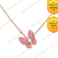 Butterfly Red Diamond Pink Gold Necklace