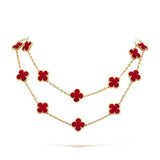 Clover 20 Motifs Carnelian Gold Necklace