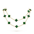 Clover 20 Motifs Malachite Gold Necklace