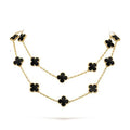 Clover 20 Motifs Onyx Gold Necklace