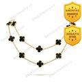 Clover 20 Motifs Onyx Gold Necklace
