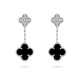 Clover Diamond And Onyx Earrings