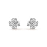 Clover Earrings Silver Diamond