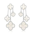 Clover Earrings White Mop 4 Motifs Silver