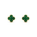 Clover Medium Malachite Pink Gold Earrings