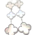 Clover Mop 3 Motifs Silver Earrings
