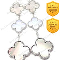 Clover Mop 3 Motifs Silver Earrings