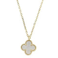 Clover Pendant Pink Mop Gold Necklace