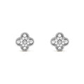 Clover Silver Diamond Stud Earrings