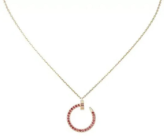 Juste Necklace Gold Red Diamonds