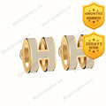 Mini Pop H Gold Earrings Grey
