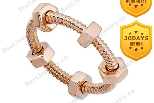 Nuts And Bolts Pink Gold Ring