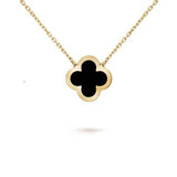 Pure Clover Pink Gold Onyx Necklace
