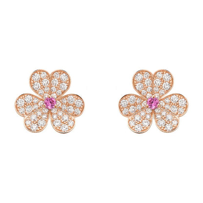 Frivole Pink Gold Flower Diamond Earrings